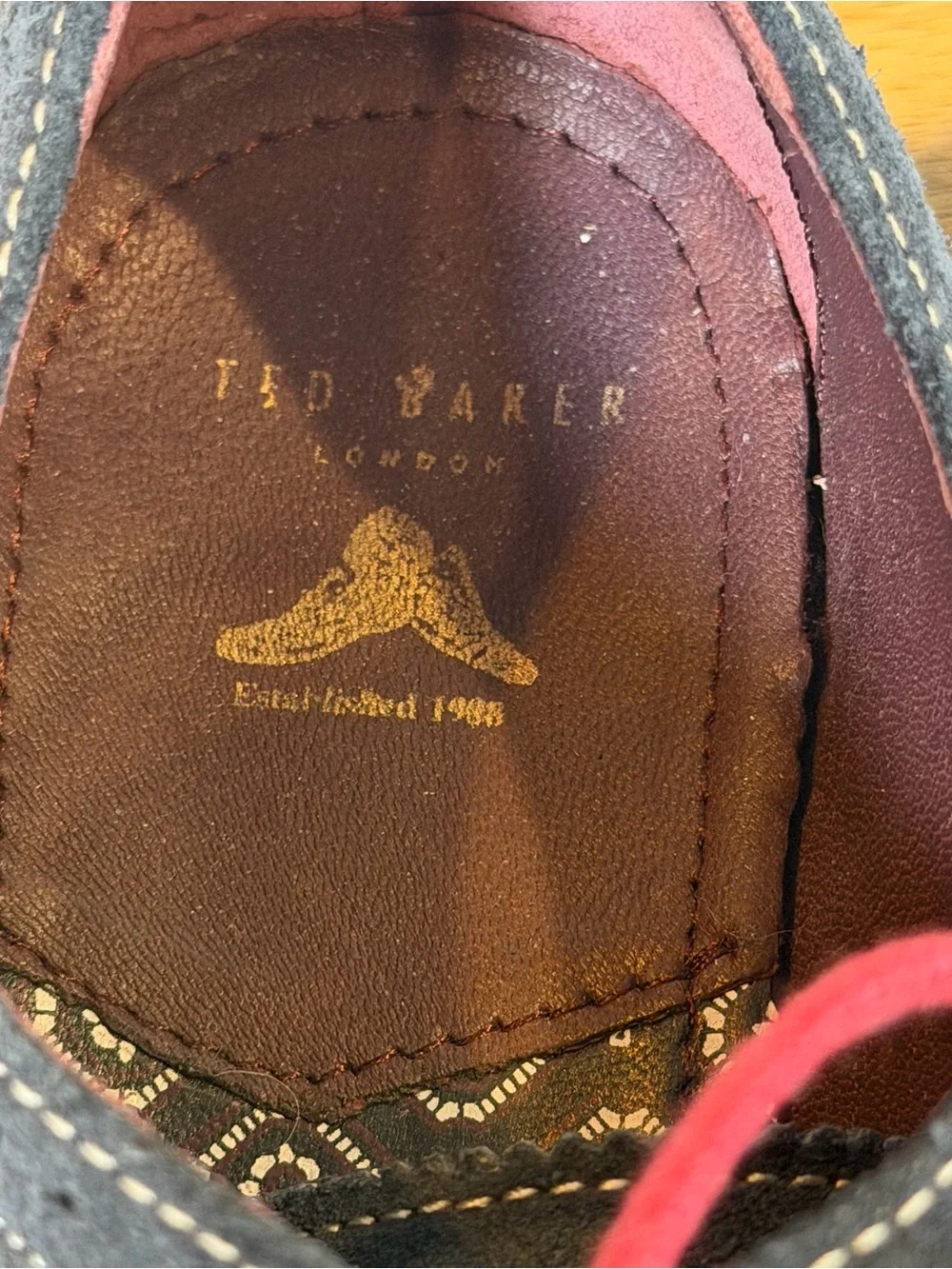 Ted Baker London OALVINN Wing Tip Oxford Dress Shoes Light Navy Suede Sz 8 US